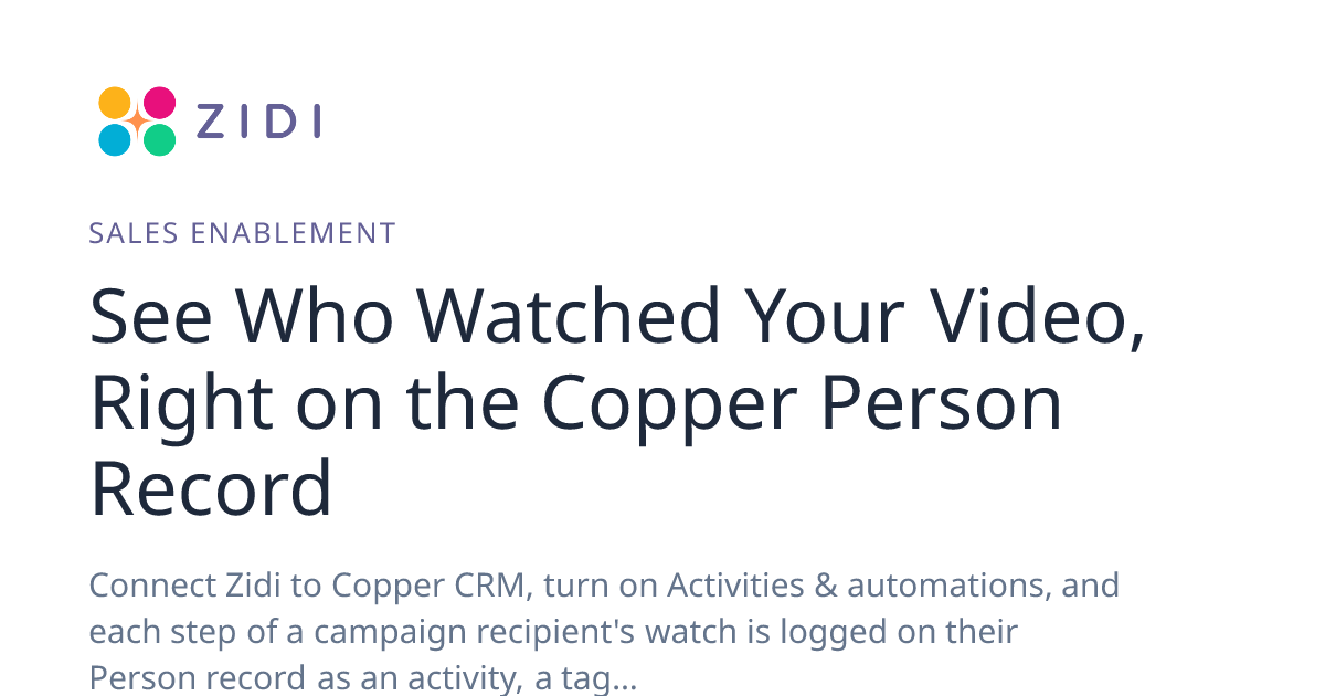 See Who Watched Your Video, Right on the Copper Person Record